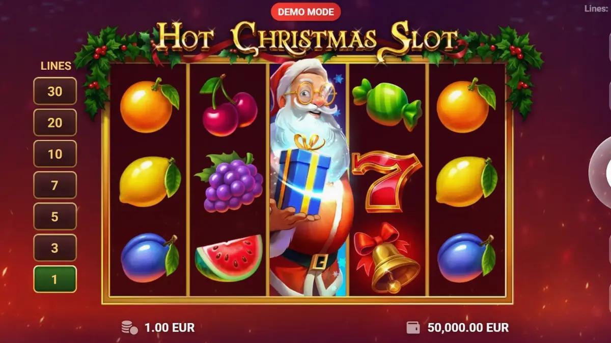 Hot Christmas Slot গেমের উৎসবমুখর ইন্টারফেস এবং প্রতীকসমূহ